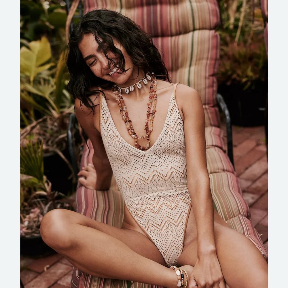 FREE PEOPLE crochet one piece swim